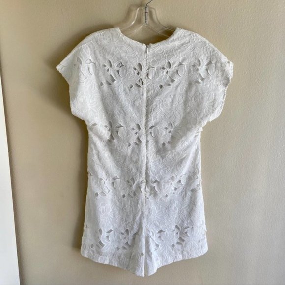 NWT Line + Dot White Floral Lace Silk Embroidered Romper Shorts Onepiece Crochet - Picture 5 of 5